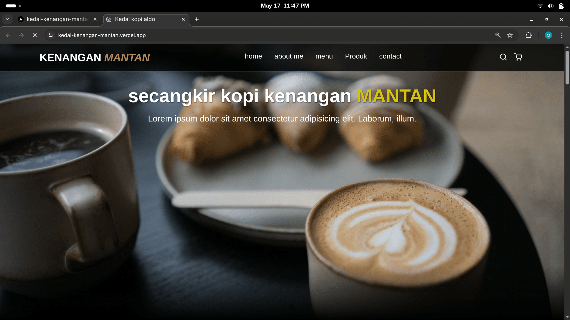 Awal Buat Website Kedai Kopi Dan Menu Payment
